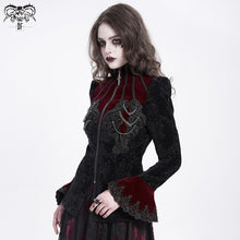 Load image into Gallery viewer, CT25802 Red Gothic round stand collar velvet coat