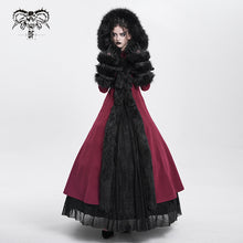 Load image into Gallery viewer, CT12602 daily life winter sexy women red gothic party woolen hooded long coat with fur