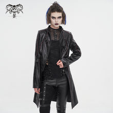 Load image into Gallery viewer, CT21301 Irregular rubberized faux leather contrasting stripe jacket