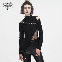 Load image into Gallery viewer, TT252 Knitted wild grain high-neck asymmetrical T-shirt