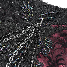 Load image into Gallery viewer, ESKT08002 Black and red Sequin-Embellished Mesh and Flocked Floral Mesh Fitted Fishtail Skirt
