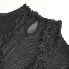 Load image into Gallery viewer, TT270 Gothic high neck long sleeve knitted mesh women's T-shirt