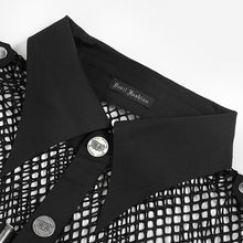 Load image into Gallery viewer, SHT162 Diamond Mesh Punk Shirt with Accordion Pockets Cuffs