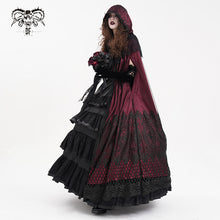 Load image into Gallery viewer, CA04502 Red Women Gothic Lace Hooded Cloak
