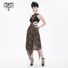 Load image into Gallery viewer, SKT09002 party Queen steampunk semilucent apricot hollow out sleeveless sexy ladies mesh dress