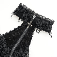 Load image into Gallery viewer, CT26001 Gothic shiny velvet halterneck hooded jacket