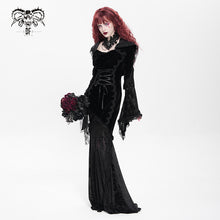 Load image into Gallery viewer, SKT24001 Black Long Trumpet Sleeve Gothic Fishtail Hooded Dress
