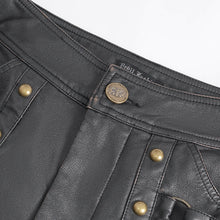 Load image into Gallery viewer, PT24402 Brown Steampunk brush-off leather trousers