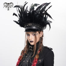Load image into Gallery viewer, AS256 Long and short feather tassel chain leather military cap