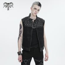 Load image into Gallery viewer, WT075 heat seal backing Cross Pattern Horn Rivet Men's Vest