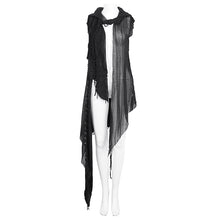 Load image into Gallery viewer, CA006 punk asymmetrical women broken holes black hooded cape