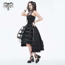 Load image into Gallery viewer, SKT195 Black gauze twill material with ruffles skirt