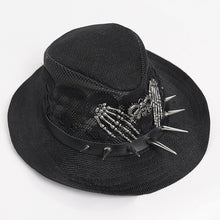 Load image into Gallery viewer, AS284 Punk Skull Lace-Trimmed Cowboy Hat