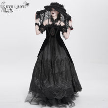 Load image into Gallery viewer, EAS026 Black Skull Rose Mesh Widow Hat