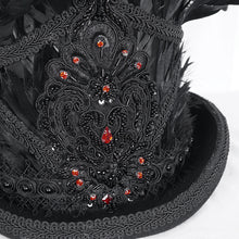 Load image into Gallery viewer, AS187 Gothic long feather top hat