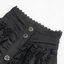 Load image into Gallery viewer, SHT10601 Black chiffon smocked lace stand collar women blouse