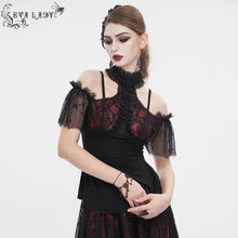 Load image into Gallery viewer, ETT032 Off-the-shoulder strappy ruffled short sleeves t-shirt
