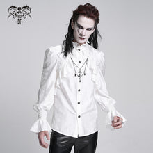 Load image into Gallery viewer, SHT12402 White Gothic pattern satin long-sleeved men shirts