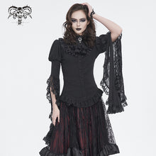 Load image into Gallery viewer, SHT113 Textured wool patchwork Queen's mesh stand-up collar one-piece long-sleeved shirt
