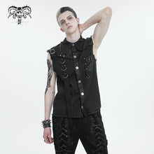Load image into Gallery viewer, SHT102 leather matching webbing twill Sleeveless men's shirt