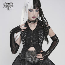Load image into Gallery viewer, SHT150 Serpentine-Print Woven Halter-Neck Off-Shoulder Punk Shirt