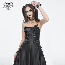 Load image into Gallery viewer, SKT192 Punk slightly shiny leather heart-shaped chain suspender dress