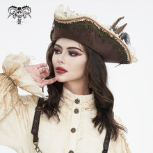 Load image into Gallery viewer, AS181 Lace peacock feather triangle pirate hat