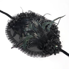 Load image into Gallery viewer, EAS022 Gothic long feather flower straw half hat
