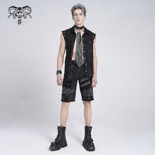 Load image into Gallery viewer, SHT008 daily life summer biker black men short sleeves punk metallic cotton shirt