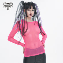 Load image into Gallery viewer, TT19806 Rose red Diamond-shaped net basic style long sleeves men t-shirts