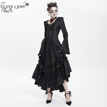 Load image into Gallery viewer, ESKT06601 Gothic Pattern Satin Rose Mesh Long Sleeve Dress