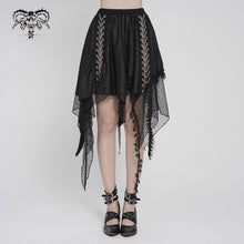 Load image into Gallery viewer, SKT257 Distressed Rib-Knit Irregular Mesh Patchwork Punk-Style Mini Skirt