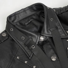 Load image into Gallery viewer, CT207 Punk Rivets Studded Webbing Faux Leather Men's Short Jacket