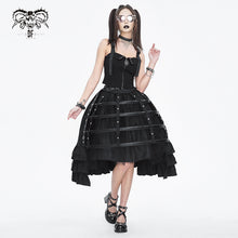 Load image into Gallery viewer, SKT195 Black gauze twill material with ruffles skirt