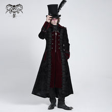 Load image into Gallery viewer, CT26202 Black and red Gothic paisley jacquard fleece long coat