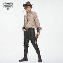 Load image into Gallery viewer, SHT11702 brown Punk high collar long sleeve men shirt