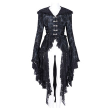 Load image into Gallery viewer, CT246 Gothic Women Flared Sleeves Tie-dyed flocked hooded cardigan jacket