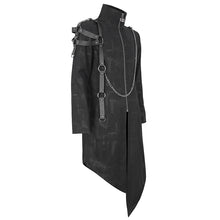Load image into Gallery viewer, CT206 rubberized cross pattern leather shoulder loops asymmetrical men's long coat