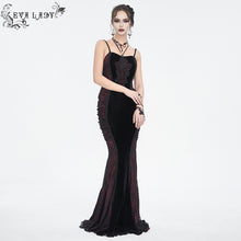 Load image into Gallery viewer, ESKT046 Gothic velvet lace tube top fishtail dress