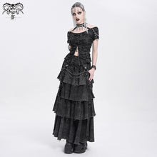 Load image into Gallery viewer, SKT233 Punk distressed long tiered skirt
