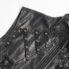 Load image into Gallery viewer, WT096 Punk two-tone faux leather vest