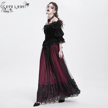 Load image into Gallery viewer, ESKT05602 red Gothic floral embroidered skirt