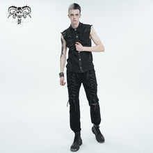 Load image into Gallery viewer, SHT102 leather matching webbing twill Sleeveless men's shirt