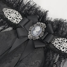 Load image into Gallery viewer, AS15401 Black Gothic Court Style Cameo Lace Bow Tie