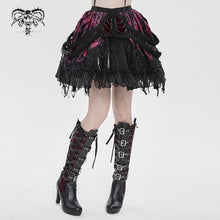 Load image into Gallery viewer, SKT25102 Red Heart-Patterned Corduroy & Velvet Patchwork Gothic Mini Skirt