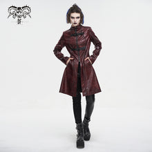Load image into Gallery viewer, CT21302 RED Irregular rubberized faux leather contrasting stripe coat