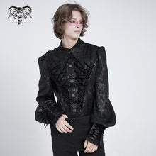 Load image into Gallery viewer, SHT136 Crinkled Shiny Woven Gothic Drawstring Shirt