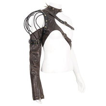 Load image into Gallery viewer, AS18202 Brown Punk halter single shoulder women short jacket