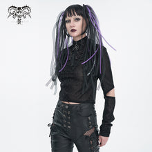 Load image into Gallery viewer, TT231 Cyberpunk black mesh Long Sleeve Women's T-Shirt