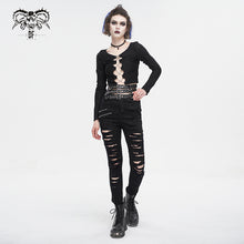 Load image into Gallery viewer, PT221 adjustable buckle waistband ripped women's pants